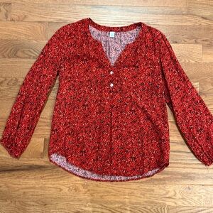 Old Navy Red Two Button Blouse size M